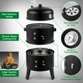 thumbnail image 6 of Debonair 3-in-1 Vertical Charcoal Smoker Portable BBQ Smoker Grill with Detachable 2 Layer, 6 of 9