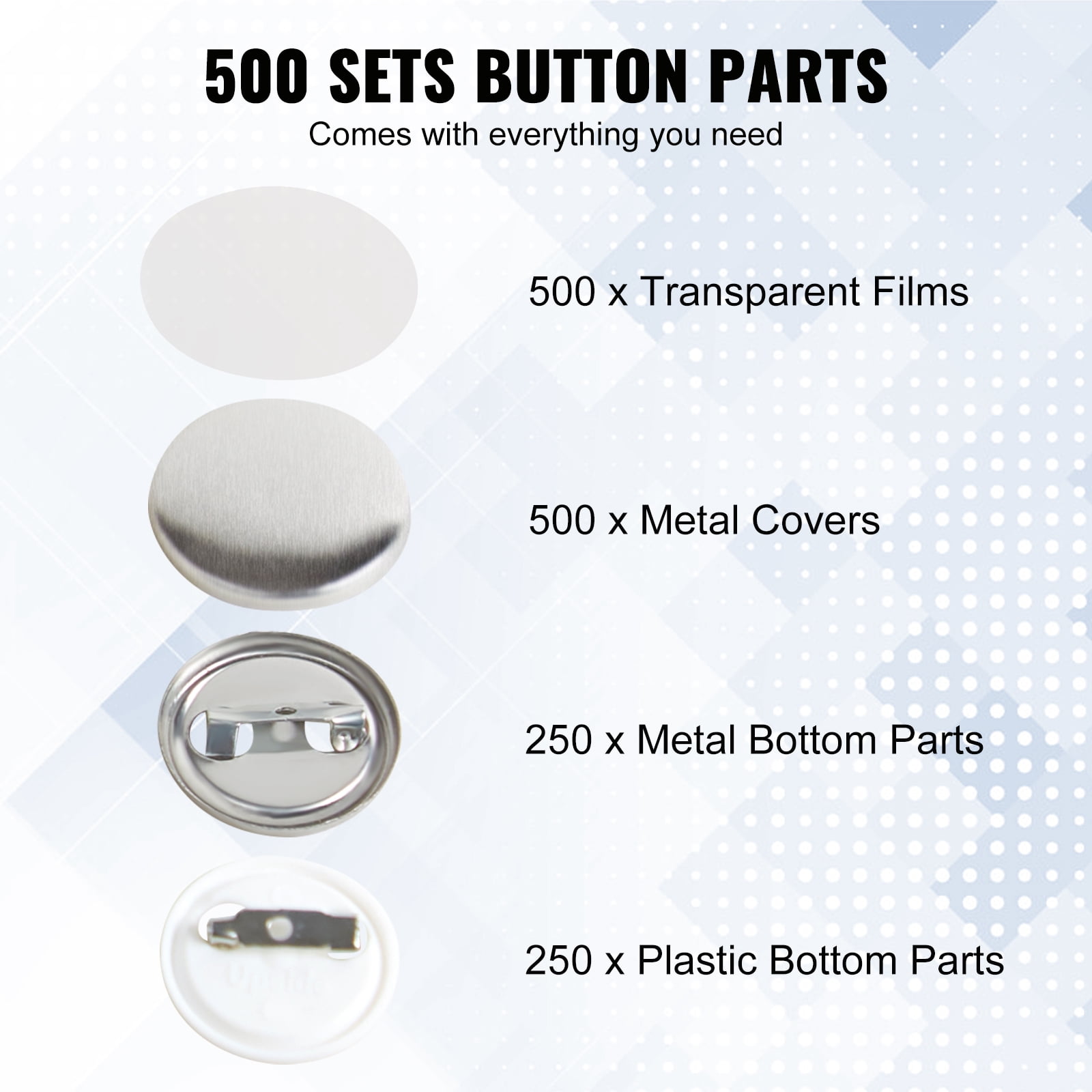 VEVOR 2.25 58mm Button Badge Parts Supplies for Button Maker