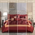 thumbnail image 2 of Lanco Floral 7 Piece Wine Gold Comforter Set , King Size , Flocking Girls Bedding , All Season Bedding Set Cozy Home Decor, 2 of 6