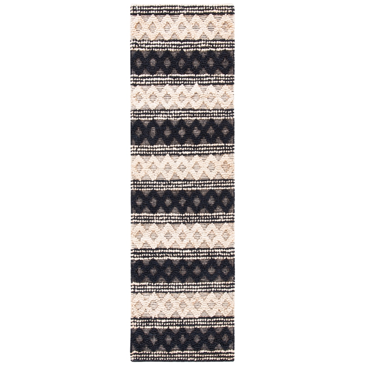 SAFAVIEH Natural Fiber Odran Striped Geometric Jute Area Rug, Black/Ivory, 5' x 8'