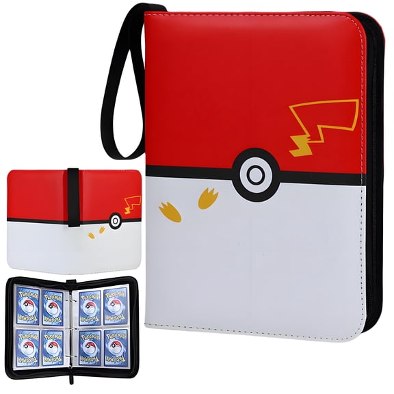 Card Binder 4 Pocket PU Leather with 50 Removable card sleeves TCG Binder 400 Pockets Trading Card Binder - Gift Card holder for Boys and Girls