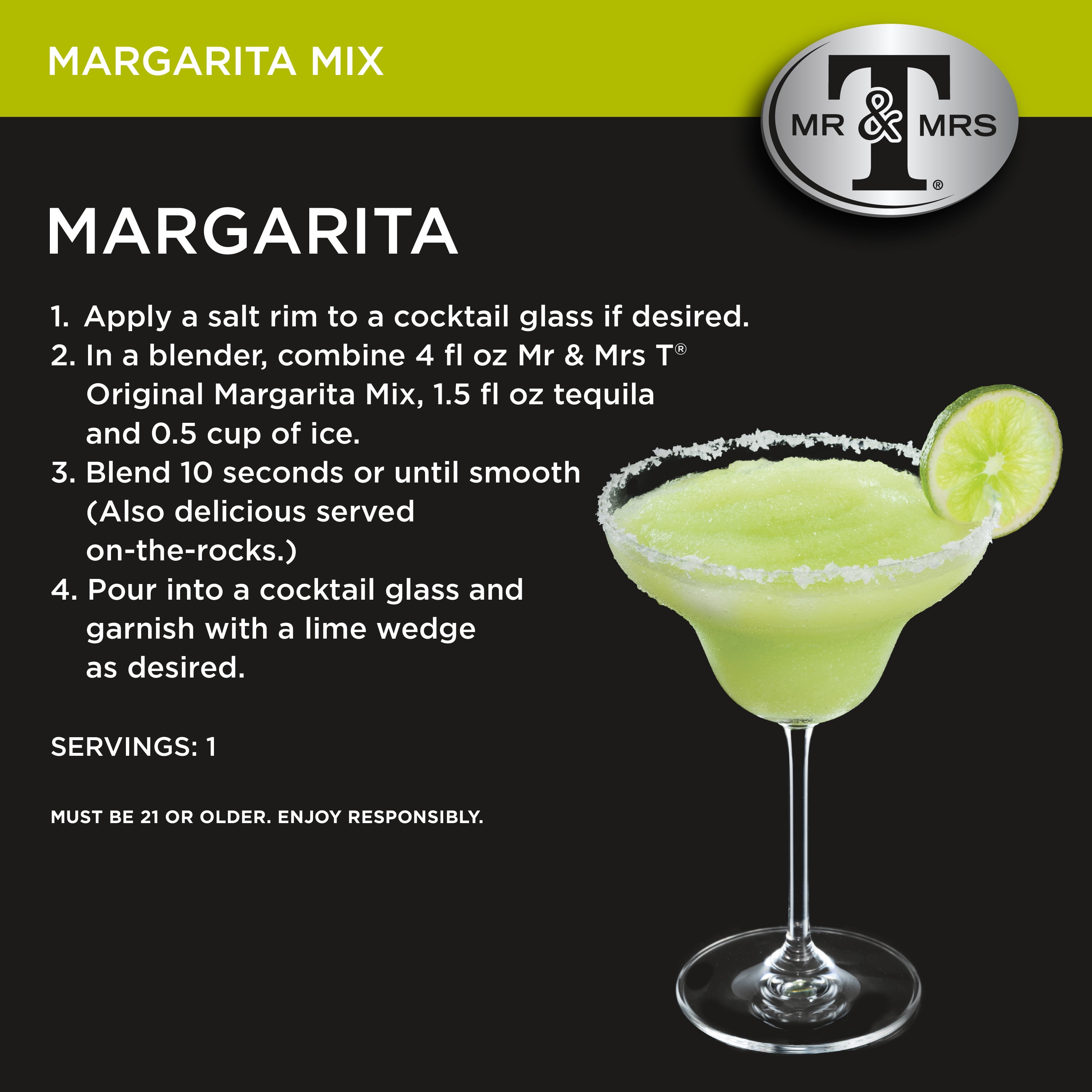 Mr & Mrs T Cane Sugar Margarita Mix, 5.5 fl oz, 8 Pack Cans