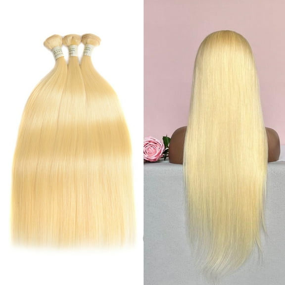 VIYA Straight Hair Bundles Human Hair Brazilian Weft Hair Extensions 9A Grade 613 Honey Blonde 10 Inch 1 Bundle/Pack