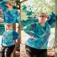 thumbnail image 2 of TIYOMI Plus Size Womens 5X Tops Tie Dye Long Sleeve Oversized Blue Tees Loose fit Shirts Fall Winter Tunic 5XL 26W 28W, 2 of 4