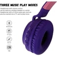 thumbnail image 4 of Auriculares con oreja de gato Bluetooth 5.0 para niños Auriculares inalámbricos estéreo plegables en la oreja con micrófono Luz LED y control de volumen Soporte para tarjeta TF auxiliar (azu, 4 of 5