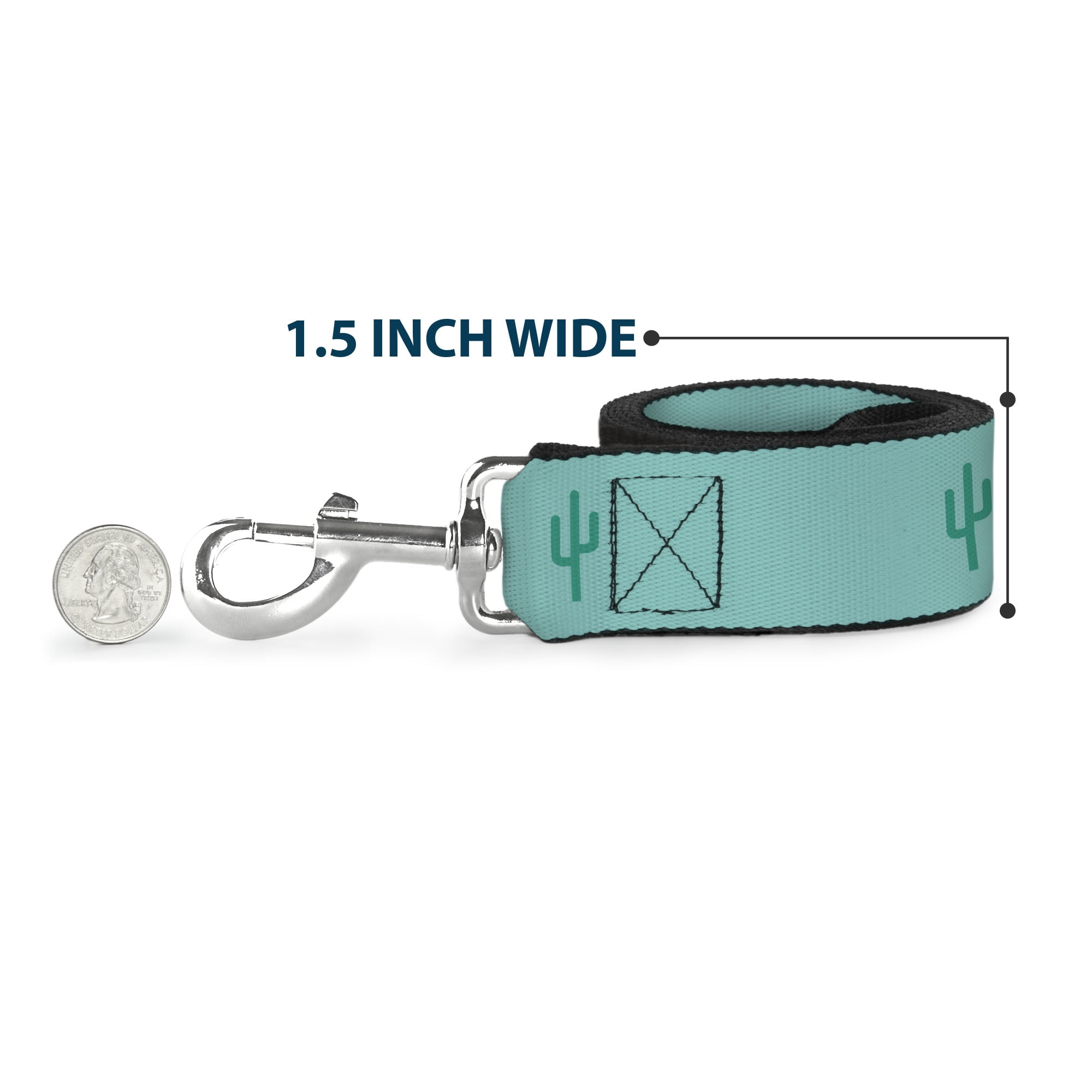Buckle-Down Pet Leash, Dog Leash, Cacti Aqua Blues, 6 Feet Long 1.0 Inch Wide