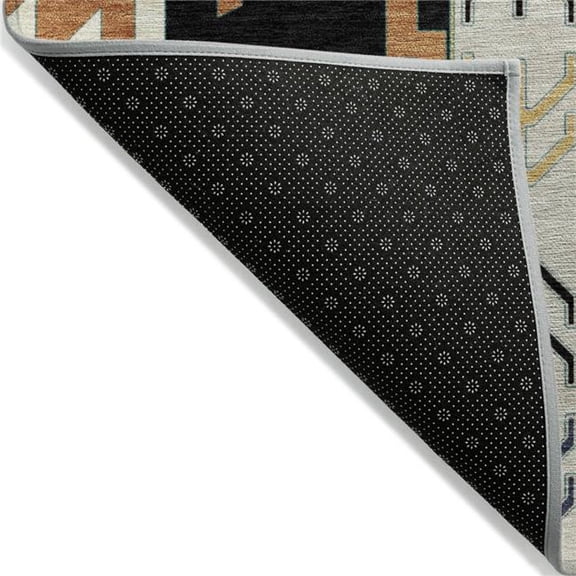 HomeRoots 598458 9 x 12 ft. Black, Ivory & Copper Aztec Washable Indoor & Outdoor Rectangle Area Rug