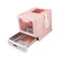 thumbnail image 3 of Esquirla Cat Litter Box with Lid Foldable Enclosed Covered for Indoor Cats Litter Pan Pink, 3 of 8