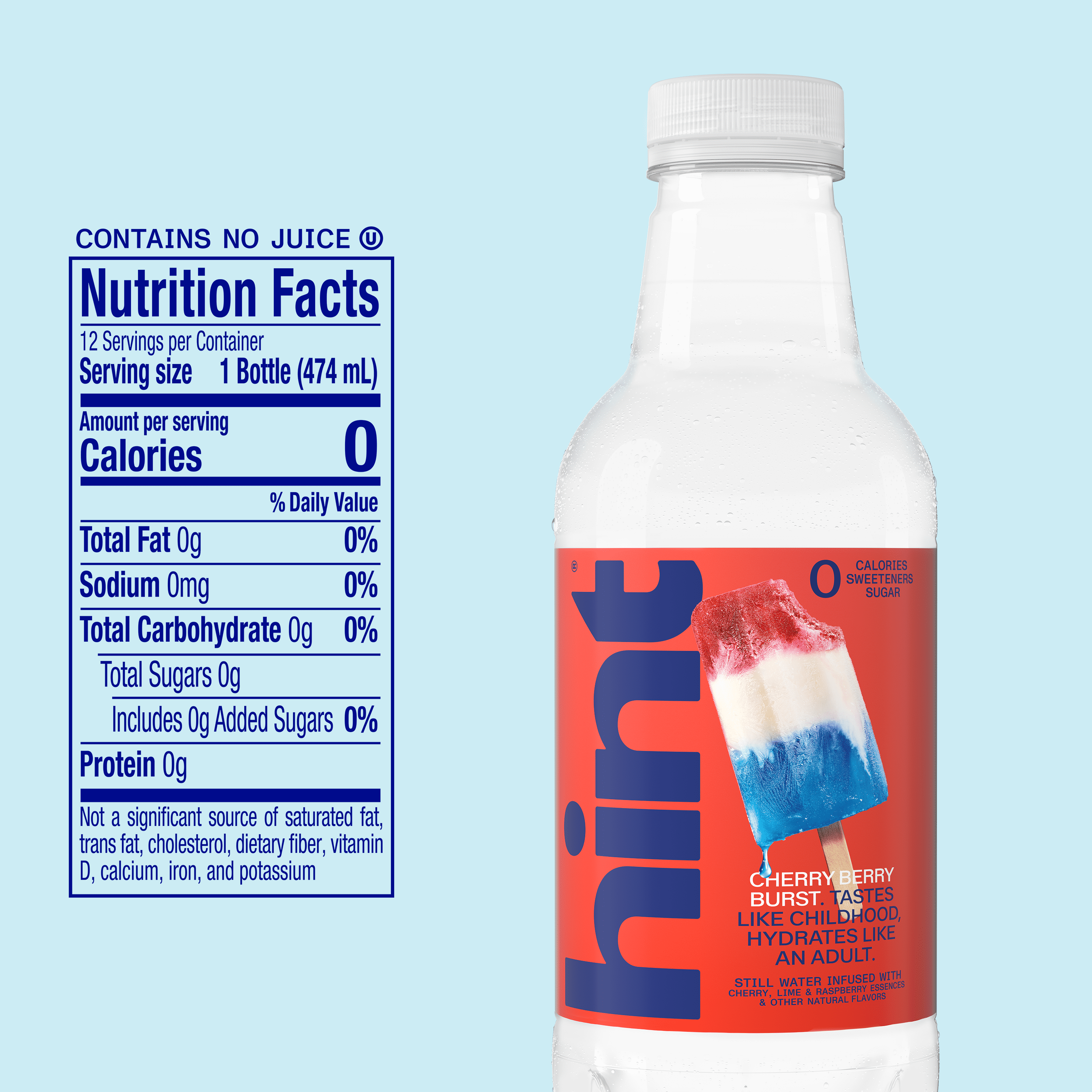 Hint Bottled Water, Cherry Berry Burst- Purified Flavored Water with Zero Calories, Sugar Free, Natural Flavors - 16 fl oz (Pack of 12)