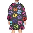 thumbnail image 2 of Colorful Animal Footprints Wearable Oversized Blanket,Wearable Blanket Hoodie for Adults,Cozy Hooded Blankets with Super Pockets,Super Warm Fuzzy Pullover for Women & Men, 2 of 6
