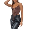 thumbnail image 4 of Pudcoco Women Close-fitting Bandage Camisole, Solid Color V-neck Tanks, 4 of 7