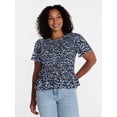 thumbnail image 2 of Time and Tru Women's Smocked Top with Short Puff Sleeves, Sizes XS-XXXL, 2 of 6