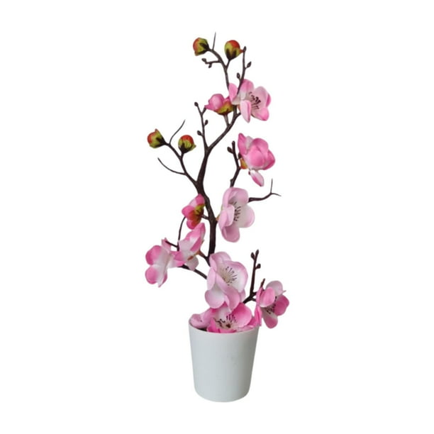 Jarrón flores artificiales en maceta, moderno, con púas, flores artificiales en maceta, bonsái secas para el hogar, oficina y el escritorio. Rosa