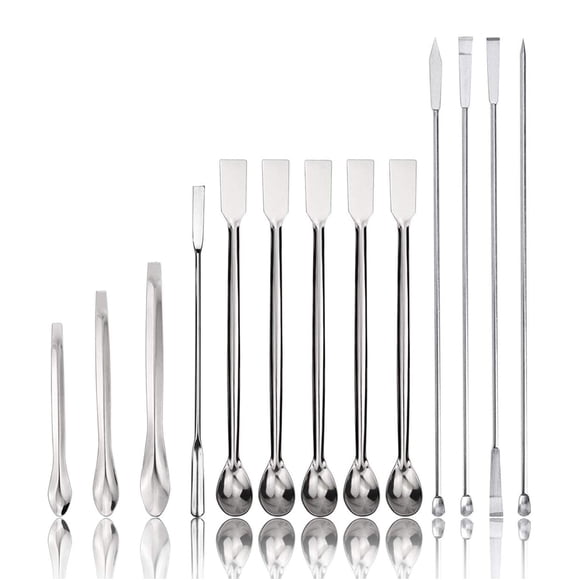 Set de espátulas de laboratorio Art Secret de acero inoxidable, 15 unidades, 22 cm de largo