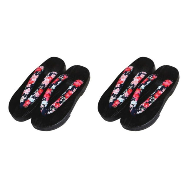 ZheElen Japanese Clogs Slippers Geta Sandals Flip Flops for Men Women 36 Black Round Size 36 2Set