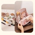 thumbnail image 3 of Standing Makeup Bag - Large Cosmetic Bag & Toiletry Bag Organizer with Brush Holder Pockets Wipe-Clean Brush Pouch for Holiday Everyday, 3 of 11
