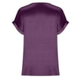 thumbnail image 4 of Lindreshi Womens Tops Womens Fashion Fashion Women's Summer Round-Neck Solid Short Sleeve Top Blouse, 4 of 5