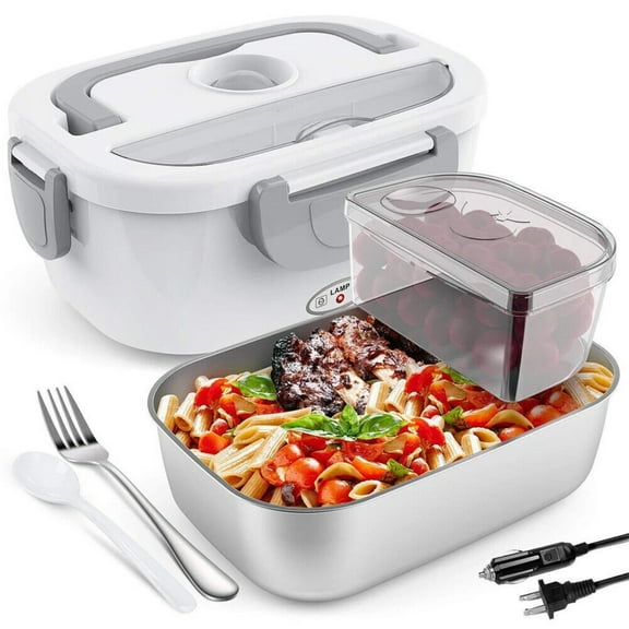 TETSELF Electric Lunch Box Food Heater, 3-in-1 Portable Food Warmer, Leak-Proof 1.5L 304 Stainless Steel Container, 110V/12V/24V