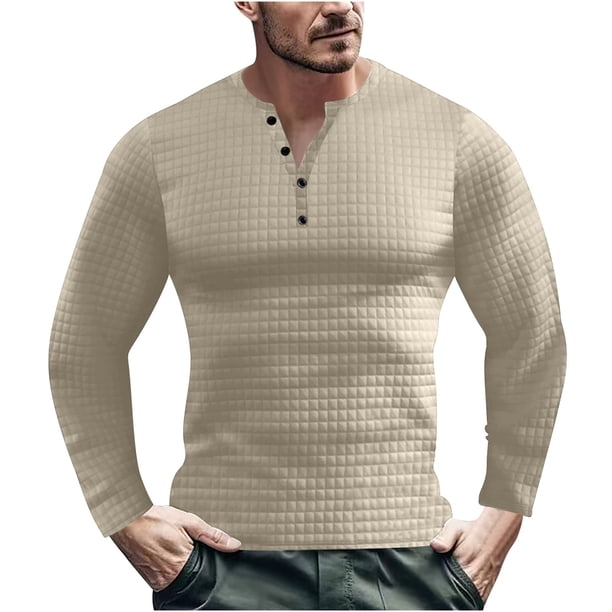 Blusas y camisas de manga larga con cuello en V para hombre, jersey de color liso con cuello en V, blusa holgada de manga larga para hombre
