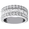 thumbnail image 2 of 14K White Gold Tapered Baguette & Round Diamond 3 Row Women's Wedding Band 3 CT., 2 of 5