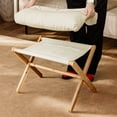 thumbnail image 6 of Flngr Folding Upholstered Footrest Stool, Small Accent Ottoman with Thick Cotton Cushion & Bamboo X Legs, Modern Padded Sofa Stool for Makeup Bedroom Living Room (Beige), 6 of 8