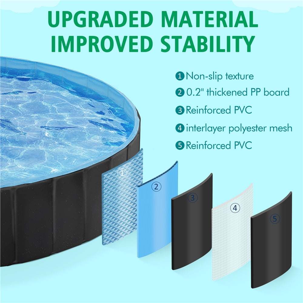 Yaheetech 71'' Pet Pool Dogs Swimming Pool Wash Tub for Dogs/Cats, Black, XXXL