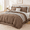 Amber Brown-Full, variant on Oversized Queenforter Set-7 Pieces Ruffle Bedding