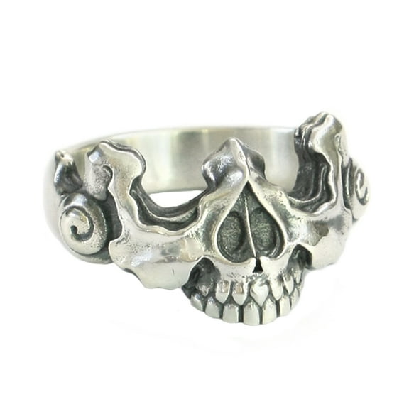 925 Sterling Silver Half Skull Face Ring Biker Punk Jewelry TA275 US Size 10