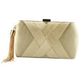 thumbnail image 4 of Bolso de noche Hugo Embrague elegante de seda con borla dorado para mujer, 4 of 10