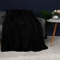thumbnail image 1 of PiccoCasa Faux Fur Blanket Soft Warm Reversible Shaggy  Black Throw, 1 of 8