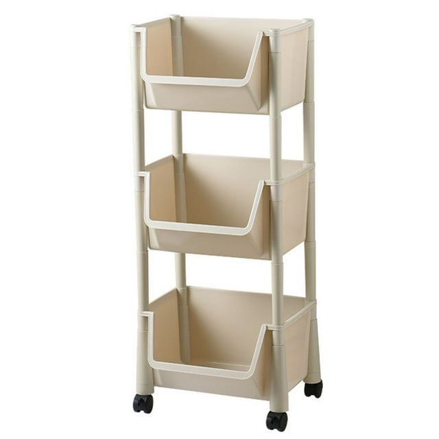serony Étagère de Rangement de Cuisine avec Roues Chariot Mobile Multifonction Buanderie Étagère d'Organisateur à Étages, Beige, 3 Niveaux