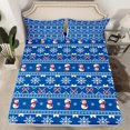 thumbnail image 2 of Manfei Merry Christmas Twin Sheet Sets,Snowmen Candy Cane Twin Fitted Sheet,Blue White Flat Sheet For Kids Girls,Super Cozy Room Decor,3 Pieces, 2 of 7
