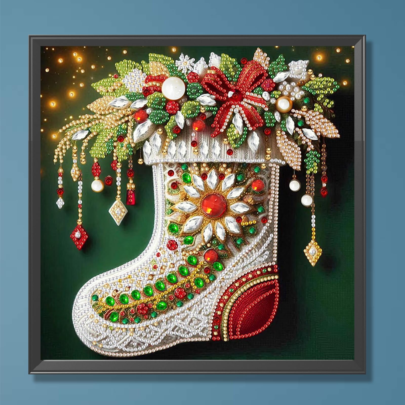 Christmas Stocking Diamond Painting DIY Kit Holiday Diamond Art Craft for Adults Festive Rhinestone Painting Project Handmade Home Wall Decor Gift for Beginners