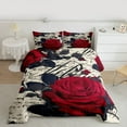 thumbnail image 2 of Homewish Valentine Rose Queen Comforter Set,Red Floral Bedding Sets,Retro Rustic Floral Bedding Comforter Set For Men Women,Super Cozy Room Decor Reversible,3 Pieces, 2 of 8