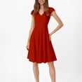 thumbnail image 1 of WILLBEST Vestidos Mono Informal De Manga Corta Con Cuello En V Y Color Liso Para Mujer, Falda Corta Con Vuelo Grande, Falda Informal De Verano, 1 of 3