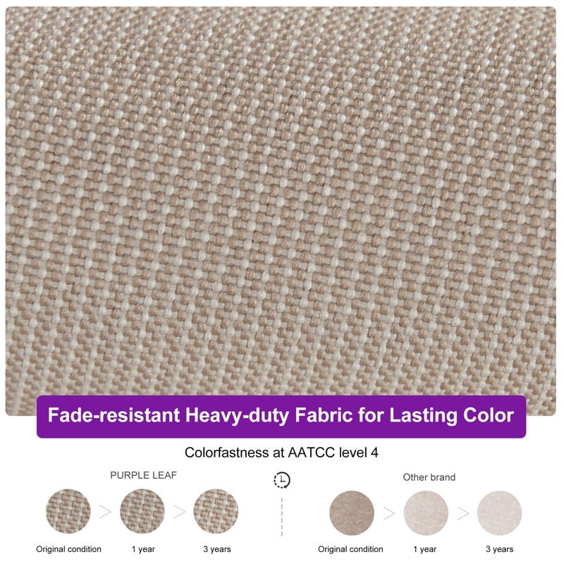 PURPLE LEAF OUTDOOR 8FT Square Cantilever Umbrella with Base - 360° Rotating Waterproof Patio Umbrella, Khaki Sun Shade for Poolside Deck Garden Backyard