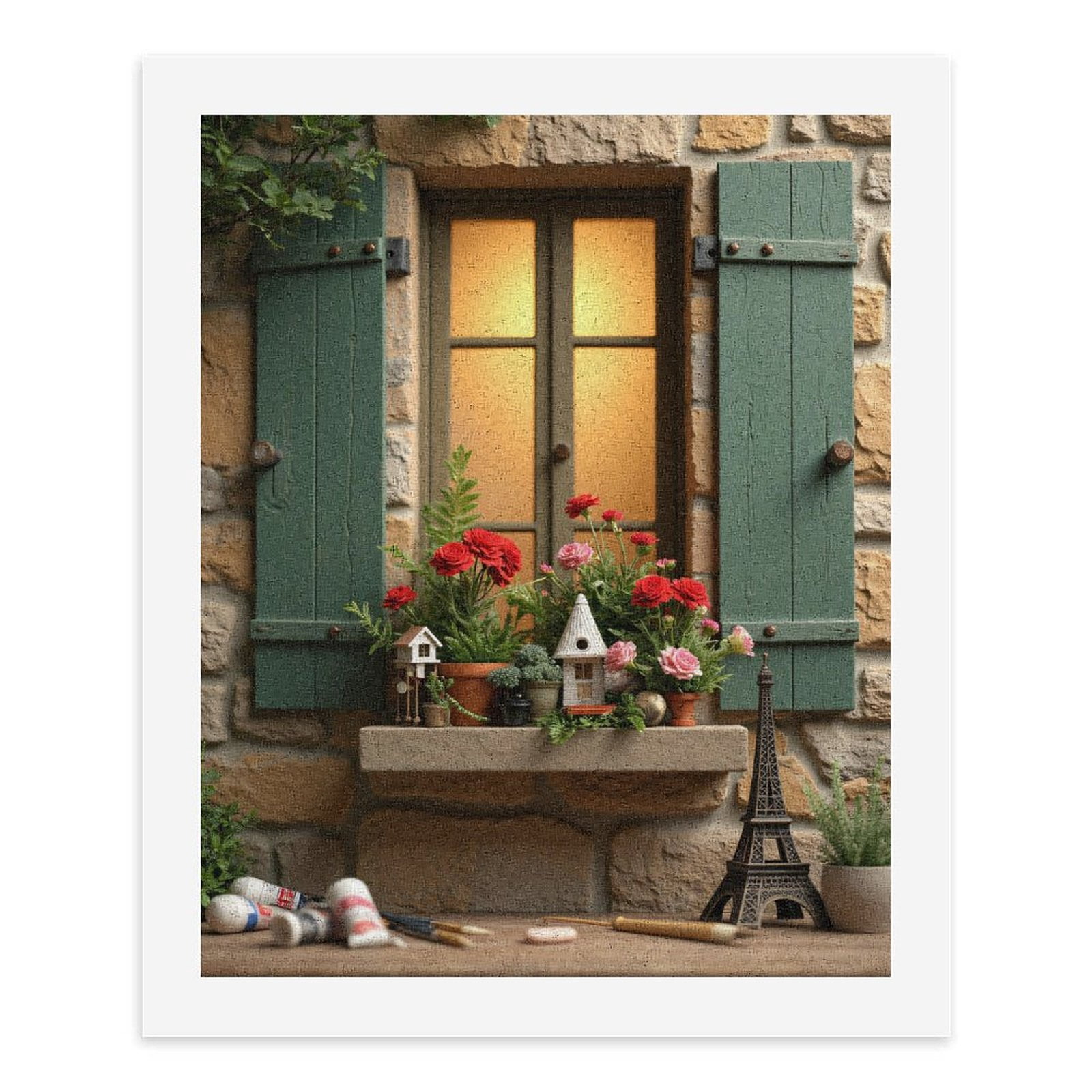 Paint by Numbers Kit for Adults, Window Flower Art Miniature Scene Garden Paint by Numbers, Easy Paint by Numbers Kit for Adults Beginner, DIY Adult Paint by Number Kits on Canvas, Home Decor