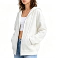 thumbnail image 4 of Zip Up Hoodie Women Oversized Sweatshirts 2026 Fall Fashion Jacket Thick Warm Coat Winter Clothing White L, 4 of 7
