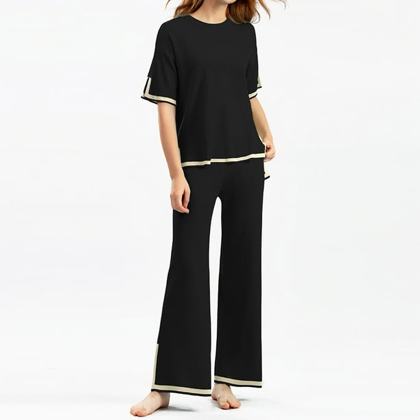 Conjunto de pantalón de 2 piezas para mujer, manga larga, parte superior básica, pantalón largo, color sólido, atuendo diario FLhrweasw Para estrenar