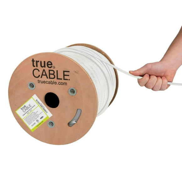 trueCABLE Cat6 Enfouissement Direct, FTP Blindé, 500 Pi, Étanche, Homologué pour l'Extérieur CMX, Blanc, 23 AWG Cuivre Solide Nu, 550 MHz, PoE++ (4 PPOE), Homologué ETL, Câble Ethernet en Vrac