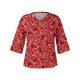 thumbnail image 4 of Blusa de mujer SCZ camisas sueltas casuales manga 3/4 estampado cuello en V rojo talla S, 4 of 6