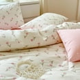 thumbnail image 2 of Nayoroom 100% Organic Cotton Duvet Cover Set, 3 Pieces White Pink Floral Flower Tulip Reversible Soft Bedding Set King, 2 of 13