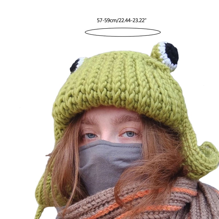 Knit Earflap Beanie Crochet Hat Cute for Frog Eye Hat Knit  display picture 3