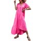 thumbnail image 3 of TRKIYQC, vestido suelto de manga corta para mujer, Color sólido, cuello en V, dobladillo Irregular, elegante vestido de fiesta de playa de verano, ropa de calle de vacaciones TRKIYQC Casual, 3 of 9
