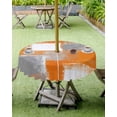 thumbnail image 4 of Fsddascl Burnt Orange Grey Outdoor Tablecloth - 54 Inch Round Dining Table Cover, Modern Oil Painting White Geometric Waterproof Outdoor Table Cloth with Umbrella Hole & Zipper for Picnic/Patio, 4 of 7