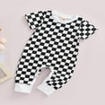 thumbnail image 3 of Babys Casual Manches Courtes Combinaison de Mode Damier Imprimé Cou Long Romper, 3 of 7
