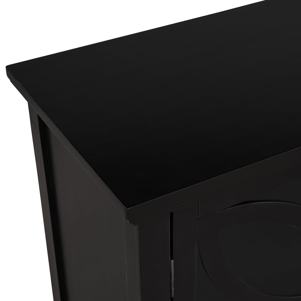 Kepooman Wooden Accent Storage Cabinet, Buffet Sideboard with Decorative transparent Door for Living Room and Bedroom, Black Kepooman Wooden Accent Storage Cabinet, Buffet Sideboard with Decorative transparent Door for Living Room and Bedroom, Black