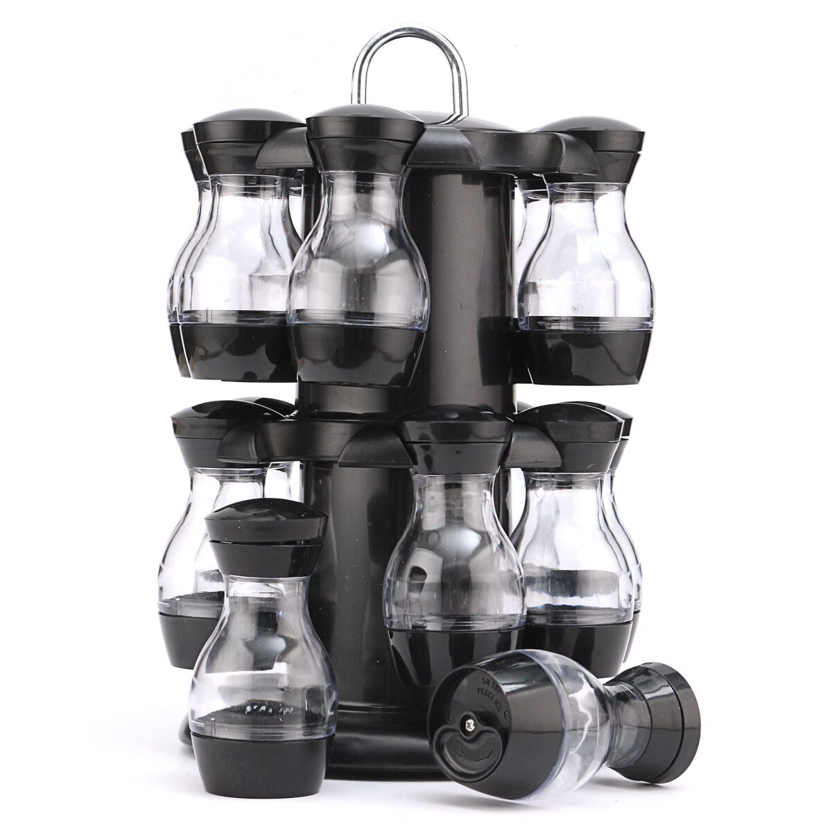 16 Spice Jars Revolving Countertop Carousel Spice Rack Salt and Pepper
