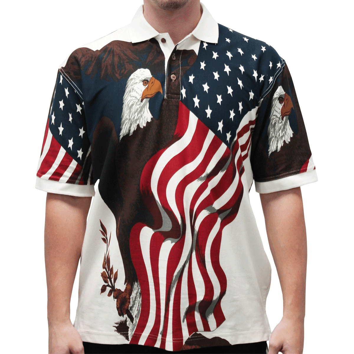 American Flag Stars and Stripes Patriotic Eagle Polo Shirt - Walmart.com