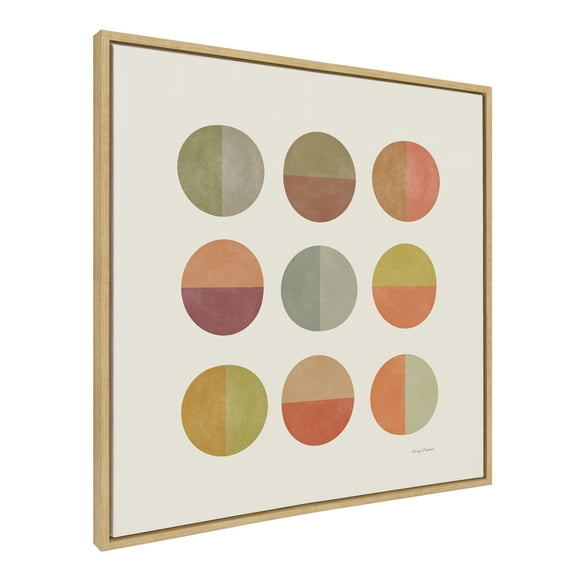 Kate and Laurel Sylvie Sunset Circles Framed Canvas Wall Art by Carey Copeland, 30x30 Natural, Modern Abstract Geometric Wall Decor